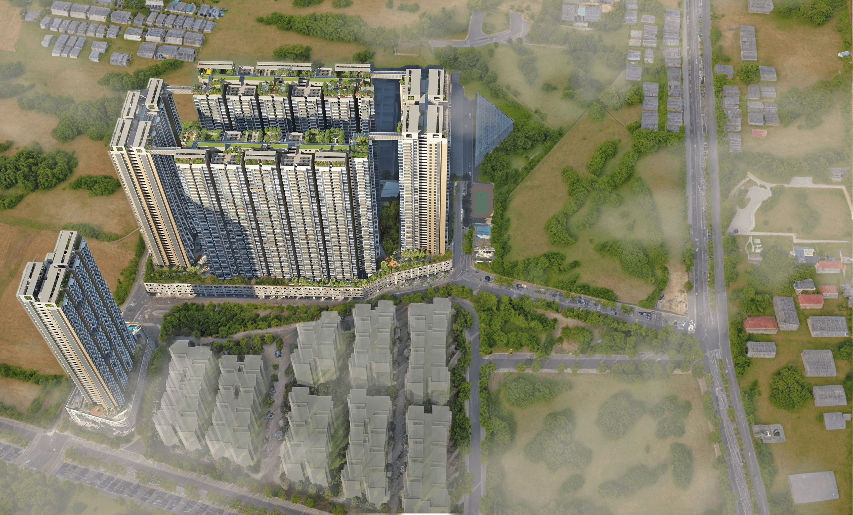 Master plan aerial view of Codename Sky Habitat