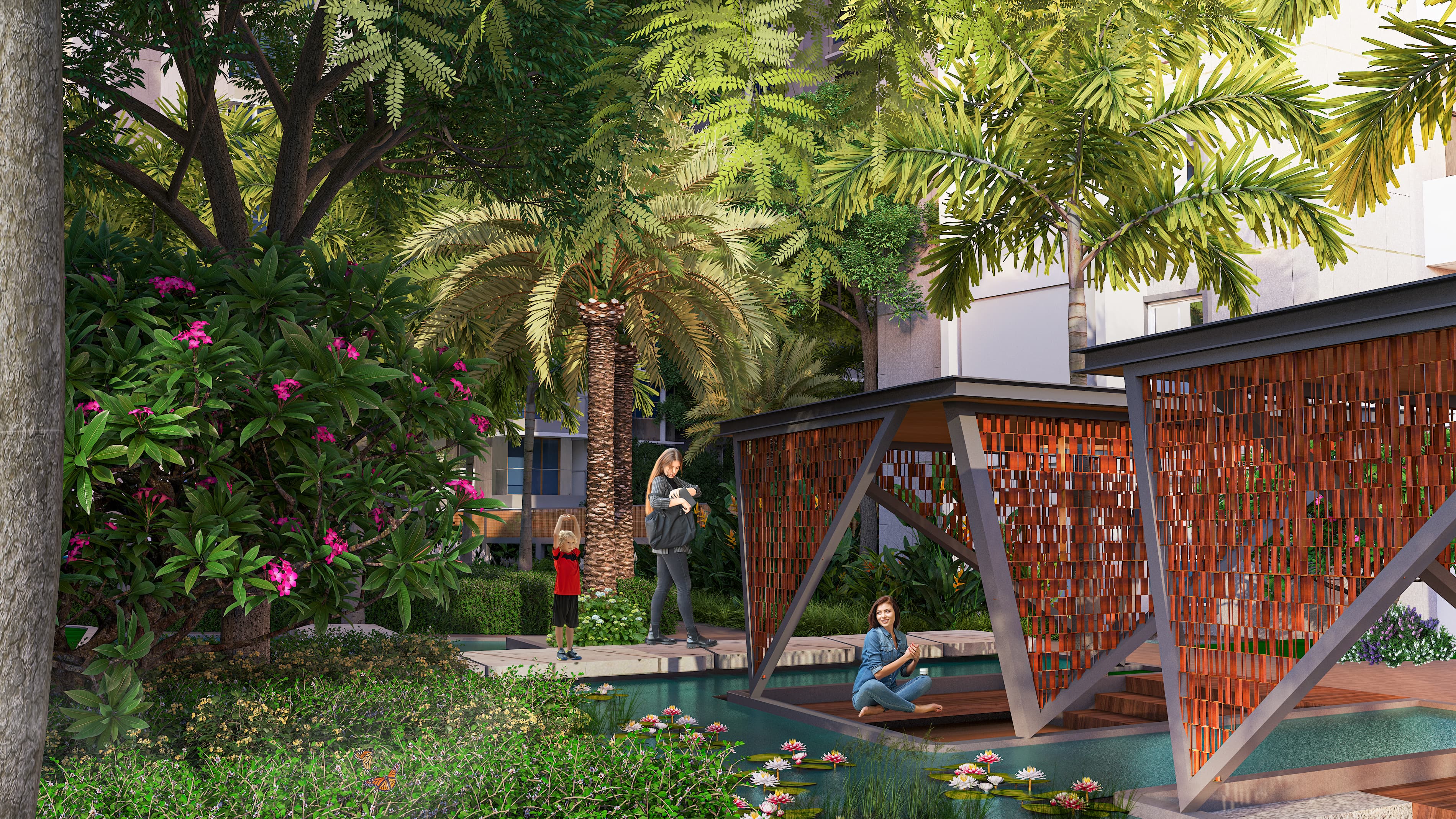 Sunken Seating & Koi Pond